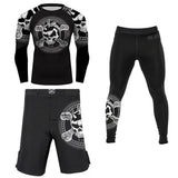 NO GI Skull & Crossbones BJJ Rash Guards Spart Shorts Set