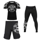 NO GI Skull & Crossbones BJJ Rash Guards Spart Shorts Set
