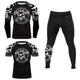 NO GI Skull & Crossbones BJJ Rash Guards Spart Shorts Set