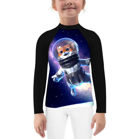 Astronauts Cat Kids Youth Performance Jiu Jitsu BJJ MAA Rash Guard Quick Dry Compression Shirts
