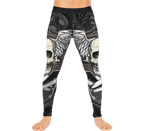 Skull Wing Men's Compression Sports Tights Pants Baselayer Running Leggings BJJ Spats