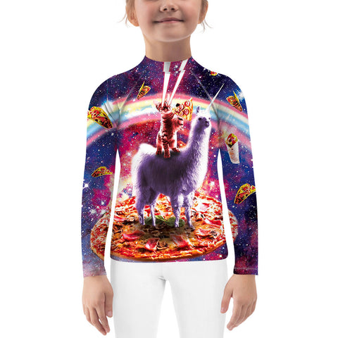Cat Pizza Patten Kids UV Sun Protection Outdoor Performance Rash Guard