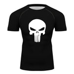 Black  Bones Skull Compression Activewear T-Shirt Gym Top