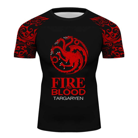 Game of Thrones House Targaryen Short Sleeve Compression Activewear T-Shirt