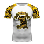 Hufflepuff Harry Potter Short Sleeve Compression Sports Fitness Shirt