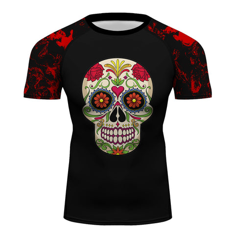 Suger Skull Rose Moisture Wicking Dry-Fit BJJ Rash Guard
