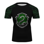 Slytherin Harry Potter Compression Training Rash Guard for MMA BJJ Wrestling green