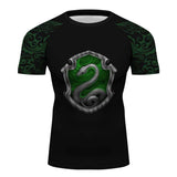 Slytherin Harry Potter Compression Training Rash Guard for MMA BJJ Wrestling green