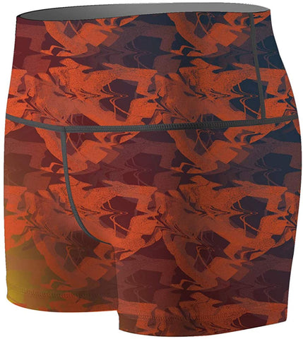 Women's Orange Maple Compression Shorts Fight Shorts