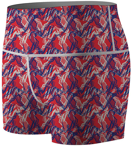 Women's Pink Abstract Compression Shorts Fight Shorts
