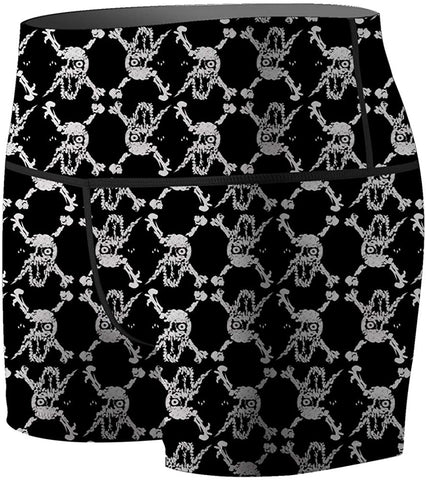 Women's Skull Crossbones Compression Shorts Fight Shorts
