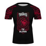 Game of Thrones House Targaryen Short Sleeve Compression Training Rash Guard for MMA BJJ Wrestling