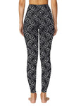 Paisley Pattern Yoga Fitness Sport Leggings Black