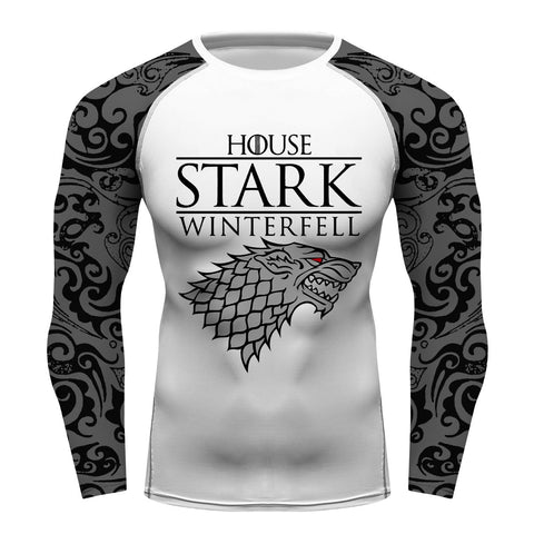 Game of Thrones House Stark Winter Is Coming Compression Training Rash Guard for MMA BJJ Wrestling