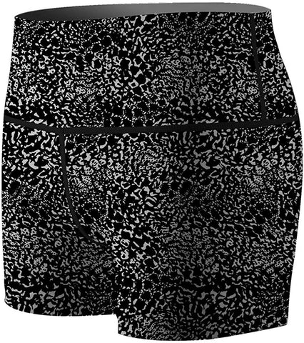 Women's Black leopard Grain Compression Shorts Fight Shorts