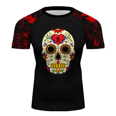 Suger Skull Love Key Moisture Wicking Dry-Fit BJJ Rash Guard 