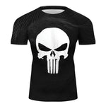 Men's Sport Compression Rash Guard The Punisher Skull Super Logo Fitness Short Sleeve Tee Top