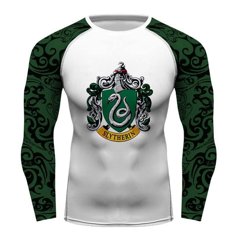 Slytherin Harry Potter Full Printing long Sleeve T-shirt Gym Sport Compression Shirt