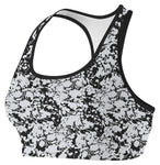 Black White Floral Abstract Art TRAINING PRO WOMEN SPORTS BRA