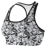 Black White Floral Abstract Art TRAINING PRO WOMEN SPORTS BRA