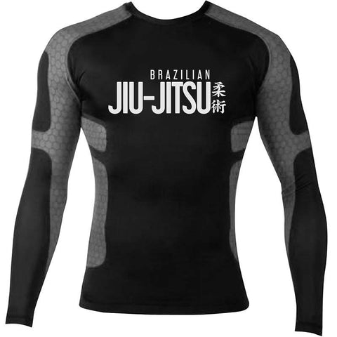 Brazilian Jiu Jitsu Men Compression Fitness Muscle T-shirt Rash Guards for MMA BJJ Running Cycling