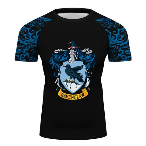 Ravenclaw Harry Potter short sleeve Compression Training Rash Guard for MMA BJJ Wrestling