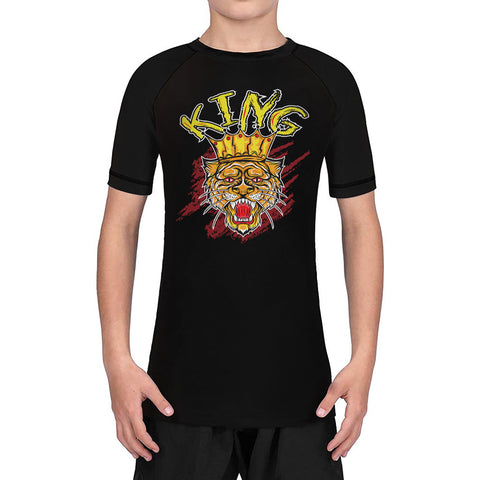 Tiger King Youth Boys Kids Girls UV/Sun Protection Short Sleeve BJJ Rash Guard