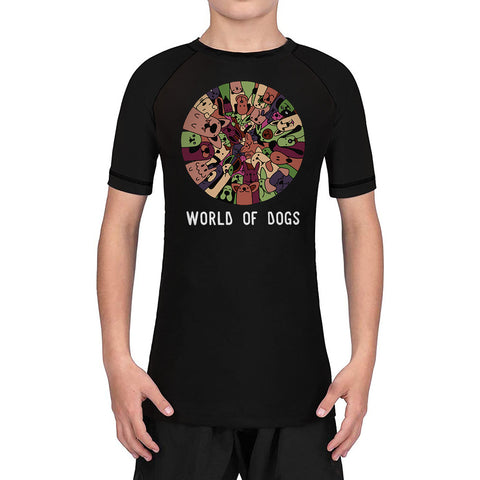 World of Dogs Fun Youth Kids Sun Protection Outdoor Performance BJJ Rash Guard