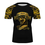 Hufflepuff Harry Potter Short Sleeve Compression Sports Fitness Shirt