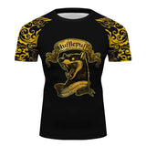 Hufflepuff Harry Potter Short Sleeve Compression Sports Fitness Shirt
