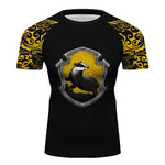 Hufflepuff Harry Potter Short Sleeve MMA BJJ Fitness Yoga Running Cycling Use Tee