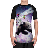 Kids Youth Lazer Cat Panda Galaxy Performance UV Sun Protection BJJ Rash Guard