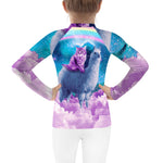 Kids Thug Space Cat Donut Funny Long Sleeve Full Print Rash Guard