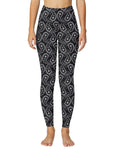 Paisley Pattern Yoga Fitness Sport Leggings Black