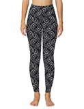 Paisley Pattern Yoga Fitness Sport Leggings Black