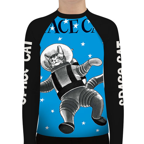 Space Cat Kids Rash Guard Boys Girls Outdoor Performance Shirt