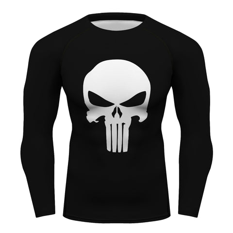 Black  Bones Skull Compression Activewear T-Shirt Gym Top