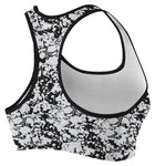 Black White Floral Abstract Art TRAINING PRO WOMEN SPORTS BRA