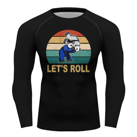 Let's Roll Panda Jiu Jitsu Compression Shirt - BJJ, MMA, Running Cyling